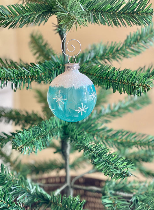 Ice Blue Glass Ornament - Set of 4