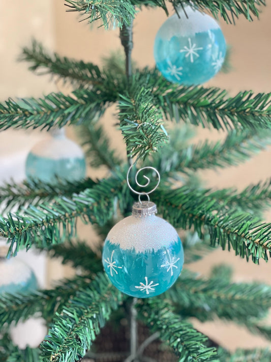 Ice Blue Glass Ornament - Set of 4