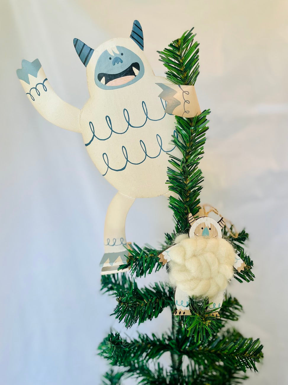 Yeti Abominable Snowman Glass Tree Topper