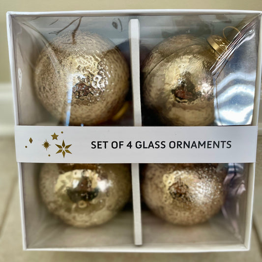 Gold Mercury Glass Ornaments - 4 pk