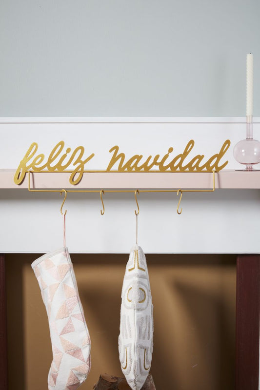 Feliz Navidad Stocking Holder Mantlepiece