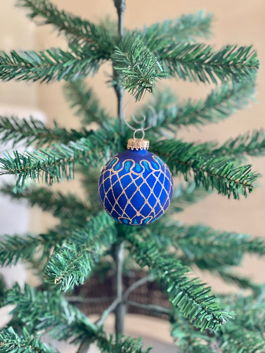 Gold Lattice Glass Ornament - Set of 4