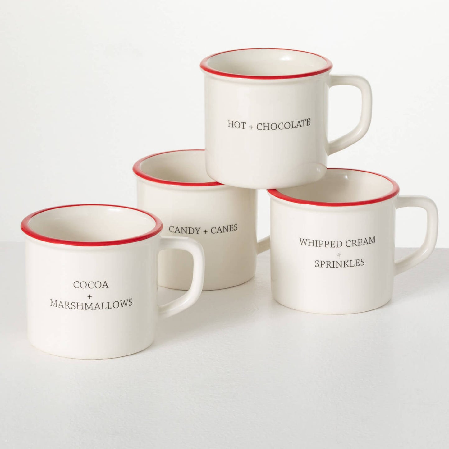 Merry + Christmas Cocoa Mug Set